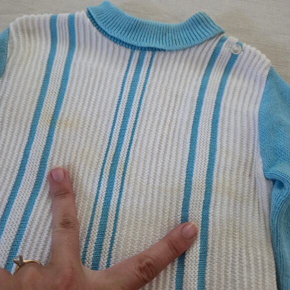 Vintage Blue Knit Matching Set 18 months - Picture 3 of 6